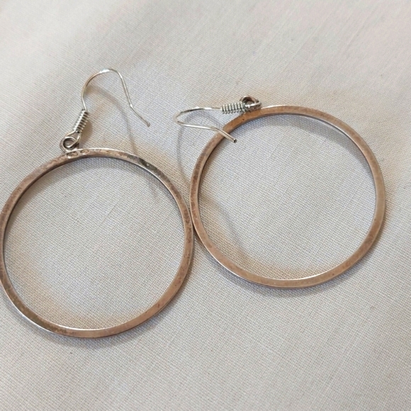 Silver Hoop Earrings Stamped Great Condition - Picture 1 of 4